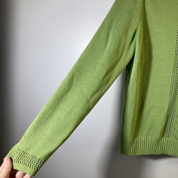 Womens Vintage St John Sport Knit Wool Hooded Zip Cardigan Green L Wool Rayon - Picture 5 of 10